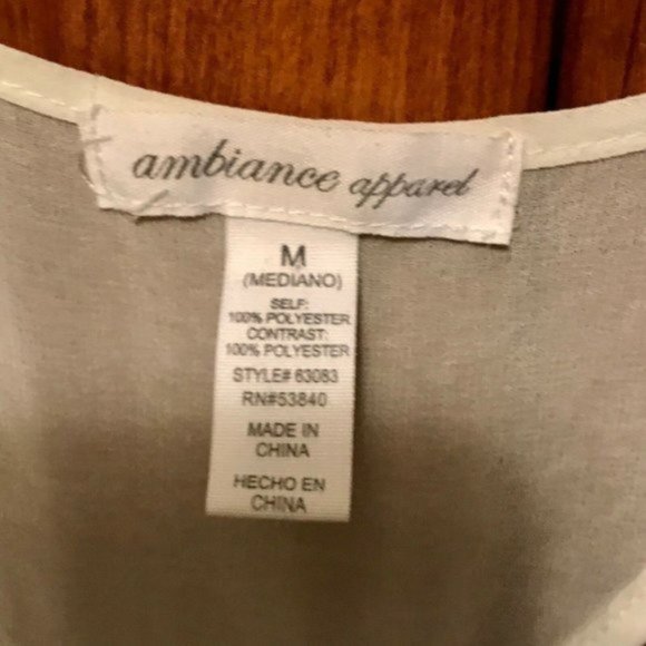 Ambiance Apparel | Gray/Pink/Navy Color Block Striped Chiffon/Sheer Tank | Sz M - Picture 5 of 8